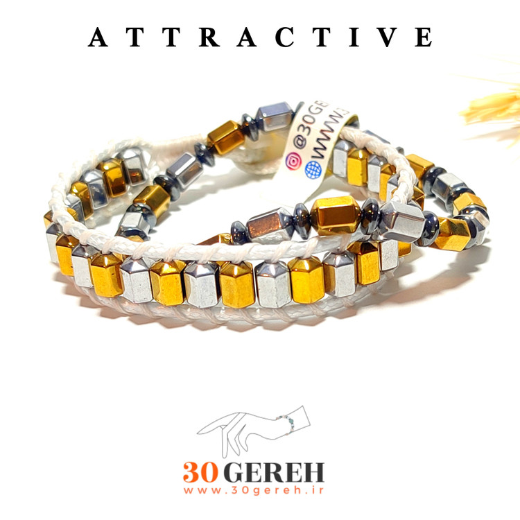 دستبند سنگی حدید هماتیت اصل دو ردیفه