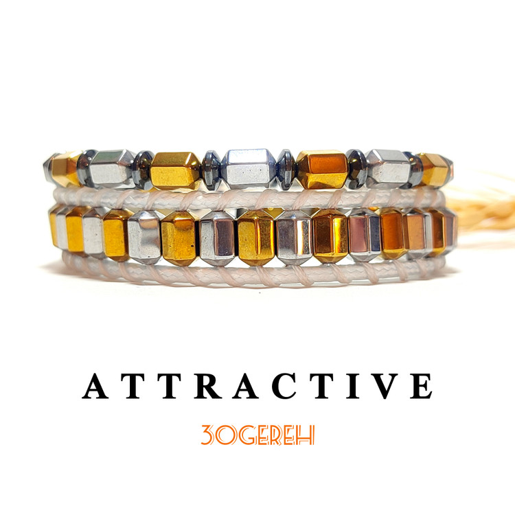 دستبند سنگی حدید هماتیت اصل دو ردیفه