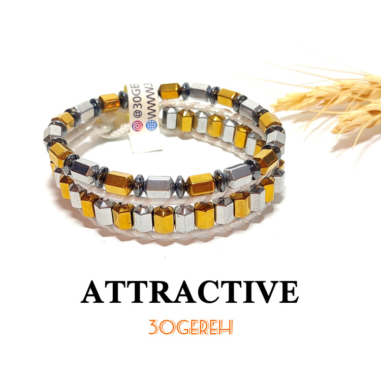 دستبند سنگی حدید هماتیت اصل دو ردیفه