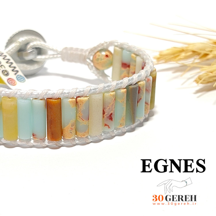 خرید و قیمت دستبند سنگی فیروزه جاسپر کلسیت استوانه ای اصل