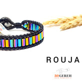 دستبند سنگی اصل حدید یا هماتیت تراش استوانه هولوگرامی