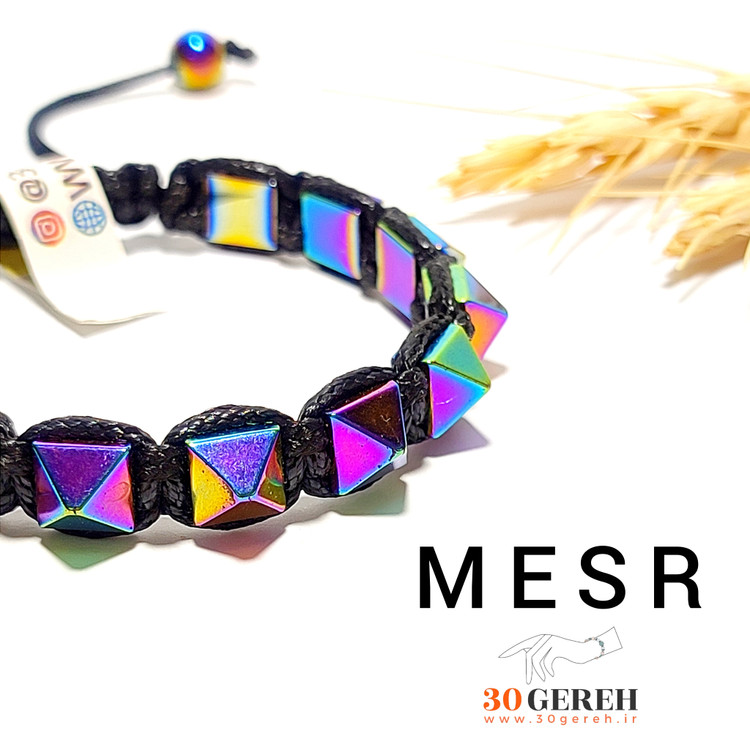 دستبند سنگی اصل حدید با تراش نیزه ای خاص