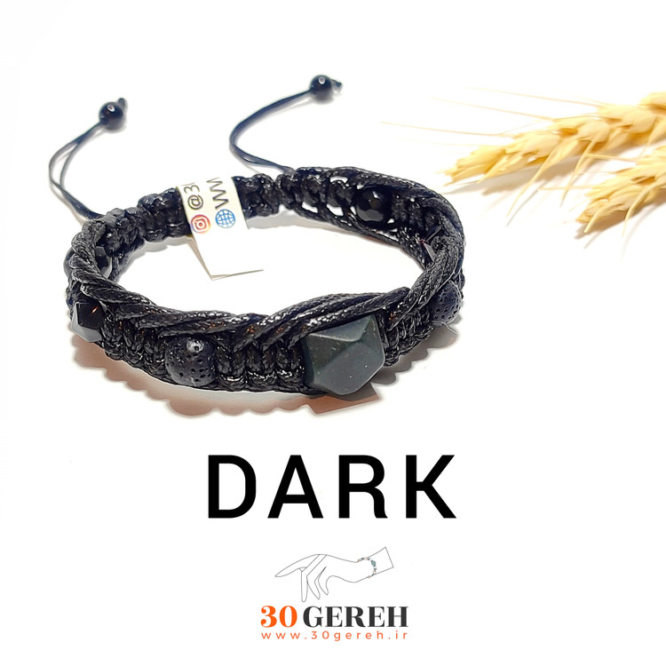دستبند سنگی اصل سه سنگ معدنی یشم لاوا عقیق با یافت چرمی