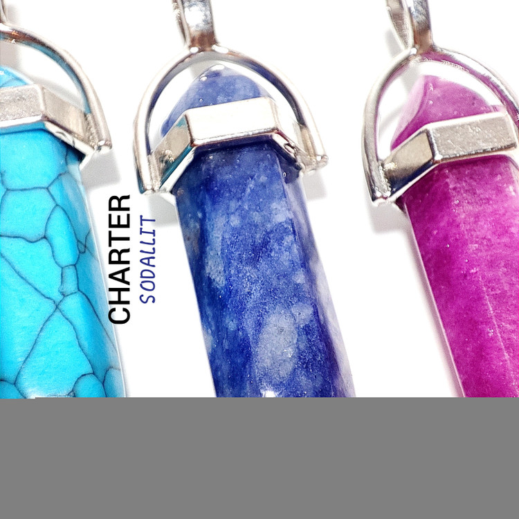 گردنبند منشوری سنگ معدنی اصل با زنجیر استیل