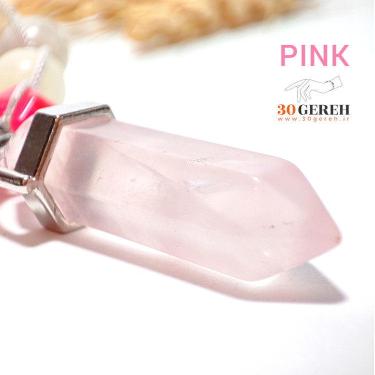 گردنبند خاص سنگ اصل معدنی فانتزی دخترانه رنگ صورتی