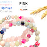 گردنبند خاص سنگ اصل معدنی فانتزی دخترانه رنگ صورتی