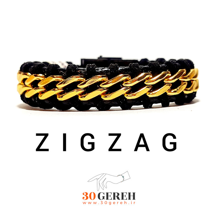 دستبند اسپرت خاص مردانه و زنانه ترکیبی چرم و استیل با قفل ساعتی استیل