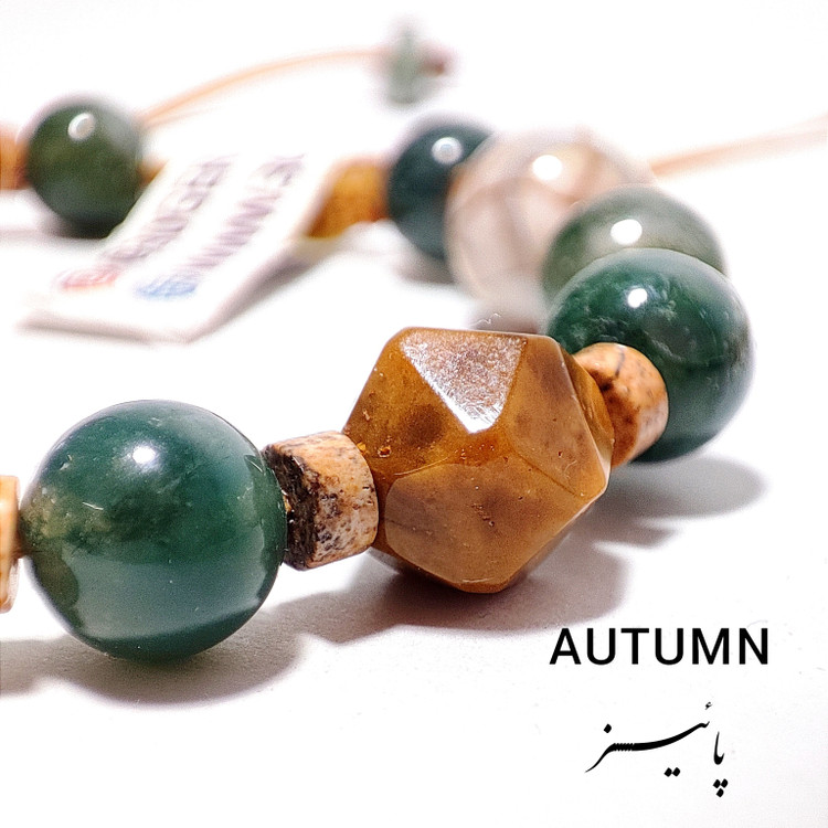 دستبند سنگ معدنی اصل با پلاک استیل فری سایز شناسنامه دار