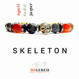 دستبند سنگی اصل با سنگ های معدنی و پلاک استیل