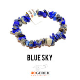 دستبند سنگی اصل و معدنی دوتایی لاجورد افغان با بافت چرمی دستبند آسمان آبی