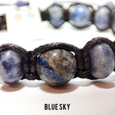 دستبند سنگی اصل و معدنی دوتایی لاجورد افغان با بافت چرمی دستبند آسمان آبی