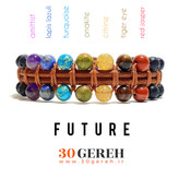 دستبند هفت چاکرای اصل دو ردیفه بافت چرمی خاص و سنگ لاوا آتشفشانی