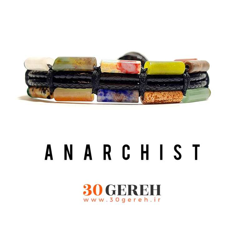 دستبند سنگی استوانه ای اصل با بافت چرمی ساختار شکن پلاس