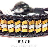 دستبند سنگی و چرم اصل و معدنی با سنگ حدید یا هماتیت دستبند موج