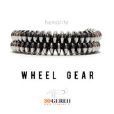 دستبند دوردیفه سنگی و چرم اصل و طبیعی چرخ دنده بافت چرم سنگ حدید دستبند حدید