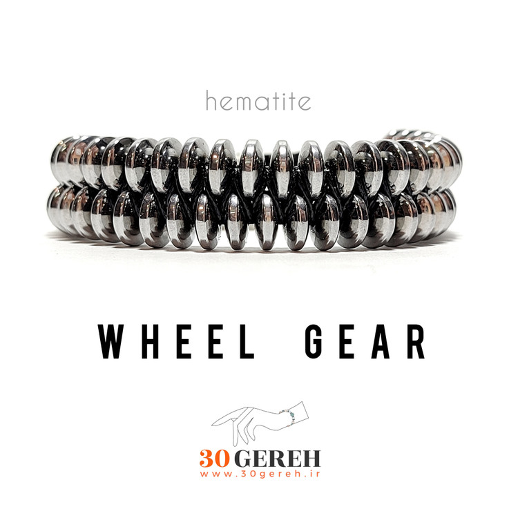 دستبند دوردیفه سنگی و چرم اصل و طبیعی چرخ دنده بافت چرم سنگ حدید دستبند حدید