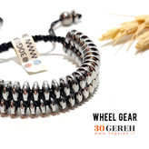 دستبند دوردیفه سنگی و چرم اصل و طبیعی چرخ دنده بافت چرم سنگ حدید دستبند حدید