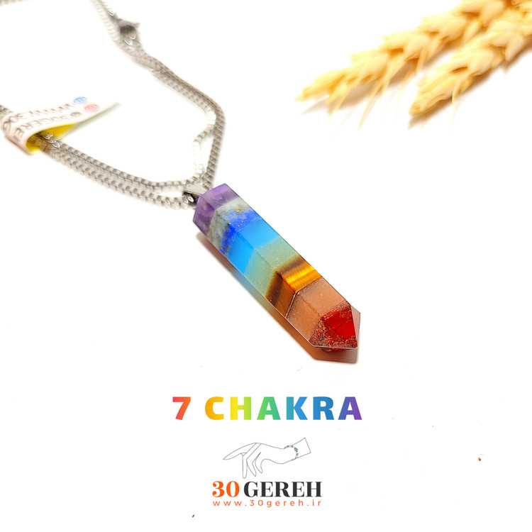 گردنبند سنگهای معدنی و اصل هفت چاکرا مدل مدادی یا زنجیر استیل درجه یک ونیزی