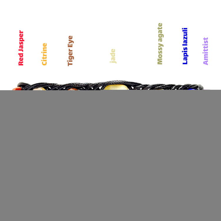 دستبند سنگی هفت چاکرای اصل چهار تراش دستبند 7 چاکرای الماس