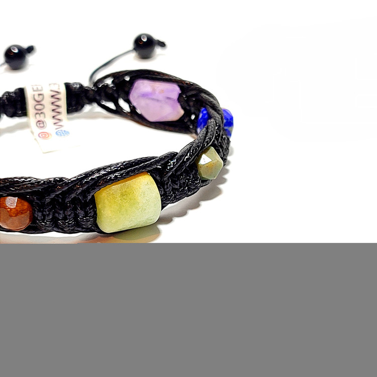 دستبند سنگی هفت چاکرای اصل چهار تراش دستبند 7 چاکرای الماس