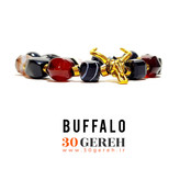 دستبند سنگی عقیق سلیمانی و عقیق سیاه اصل دستبند سنگی خاص با پلاک بوفالو