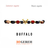 دستبند سنگی عقیق سلیمانی و عقیق سیاه اصل دستبند سنگی خاص با پلاک بوفالو