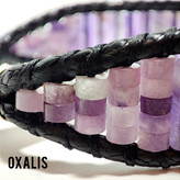 دستبند سنگ آمیتیست اصل دستبند اکسالیس سنگ تراش لوله ای و واشری آمیتیست اصل برزیل