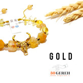 دستبند سنگی سیترین اصل با پلاک بوفالو دستبند سنگی خاص طلا