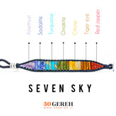 دستبند سنگی هفت چاکرای اصل تراش استوانه ای برای اولین بار در ایران دستبند هفت آسمان سی گره