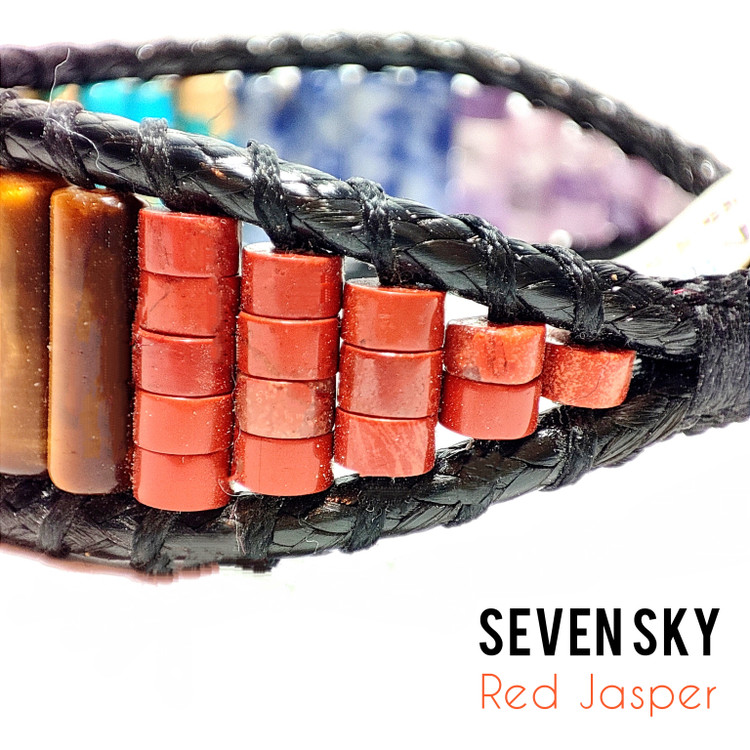 دستبند سنگی هفت چاکرای اصل تراش استوانه ای برای اولین بار در ایران دستبند هفت آسمان سی گره