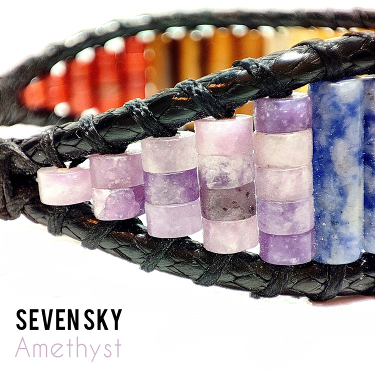 دستبند سنگی هفت چاکرای اصل تراش استوانه ای برای اولین بار در ایران دستبند هفت آسمان سی گره