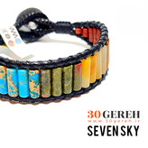 دستبند سنگی هفت چاکرای اصل تراش استوانه ای برای اولین بار در ایران دستبند هفت آسمان سی گره