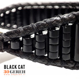 دستبند سنگی عقیق سیاه اصل دستبند خاص سنگی مشکی گربه سیاه