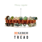 دستبند سنگی عقیق خزه ای اصل سنگ عقیق خزه ای نامنظم با چرم دستبند آج