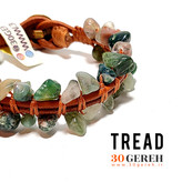 دستبند سنگی عقیق خزه ای اصل سنگ عقیق خزه ای نامنظم با چرم دستبند آج