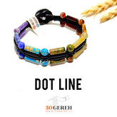 دستبند سنگی هفت چاکرای اصل نقطه خط سنگهای معدنی بافت چرمی ضخیم مدل دوبل