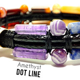 دستبند سنگی هفت چاکرای اصل نقطه خط سنگهای معدنی بافت چرمی ضخیم مدل دوبل