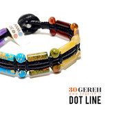 دستبند سنگی هفت چاکرای اصل نقطه خط سنگهای معدنی بافت چرمی ضخیم مدل دوبل