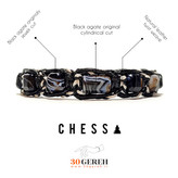 دستبند سنگی و چرم اصل با بافت خاص سنگ عقیق سیاه اصل دستبند شطرنج