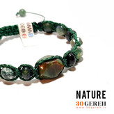 دستبند سنگی عقیق خزه ای چند تراش بافت چرمی مدل گیس بافت دستبند طبیعت