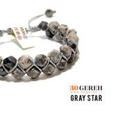 دستبند سنگ اصل جاسپر نقشه و لارویکیت تراش استار دستبند سنگ و چرم ستاره خاکستری