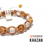 دستبند سنگی و چرم هائولیت و جاسپر پیکچر بافت چرمی یک ردیفه دستبند خزان