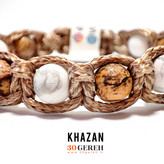 دستبند سنگی و چرم هائولیت و جاسپر پیکچر بافت چرمی یک ردیفه دستبند خزان