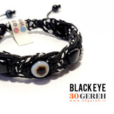 دستبند سنگی و چرم گیس پیچ سنگ عقیق سیاه و باباقوری اصل دستبند چشم سیاه