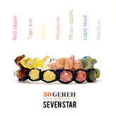 دستبند سنگی هفت چاکرا اصل درجه یک دو ردیفه تراش استار و تراش نامنظم