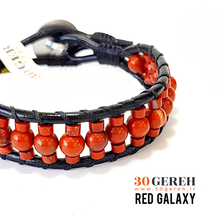 دستبند سنگی و چرم طبیعی جاسپر قرمز اصل دستبند سیاره سرخ تراش خاص