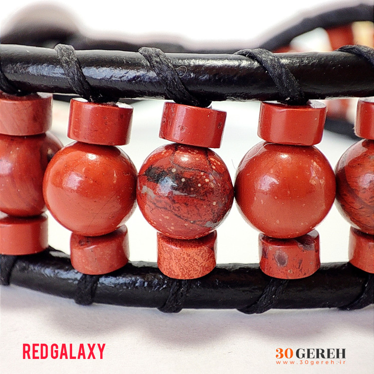 دستبند سنگی و چرم طبیعی جاسپر قرمز اصل دستبند سیاره سرخ تراش خاص