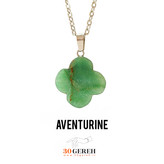 گردنبند سنگی آونتورین اصل و معدنی تراش ونکلیف با زنجیر استیل رنگ ثابت