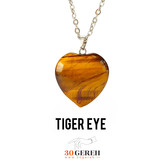 گردنبند سنگی چشم ببر اصل هندوستان تراش قلب گوشتی و ضخیم سایز متوسط با زنجیر استیل رایگان