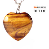 گردنبند سنگی چشم ببر اصل هندوستان تراش قلب گوشتی و ضخیم سایز متوسط با زنجیر استیل رایگان